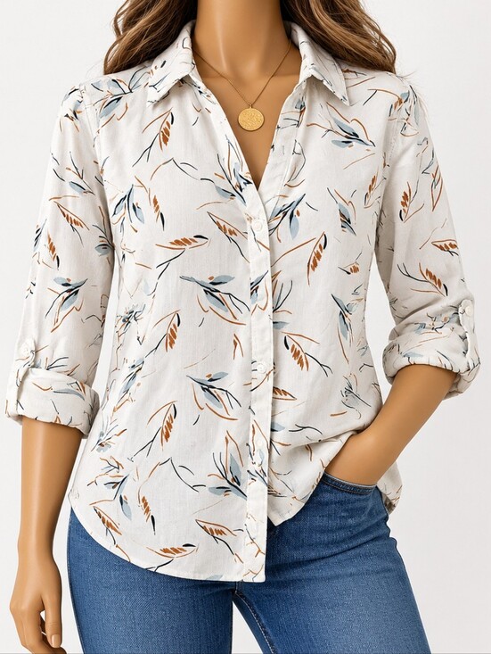 Royal Robbins Tops - Royal Robbins Botanical Floral Button Up Shirt Womens Small Roll Tab Travel